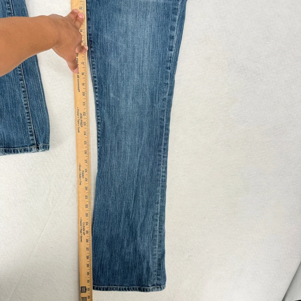 American Eagle Hipster Flare Jeans Womens 10 Long Blue Medium Wash Low Rise Long